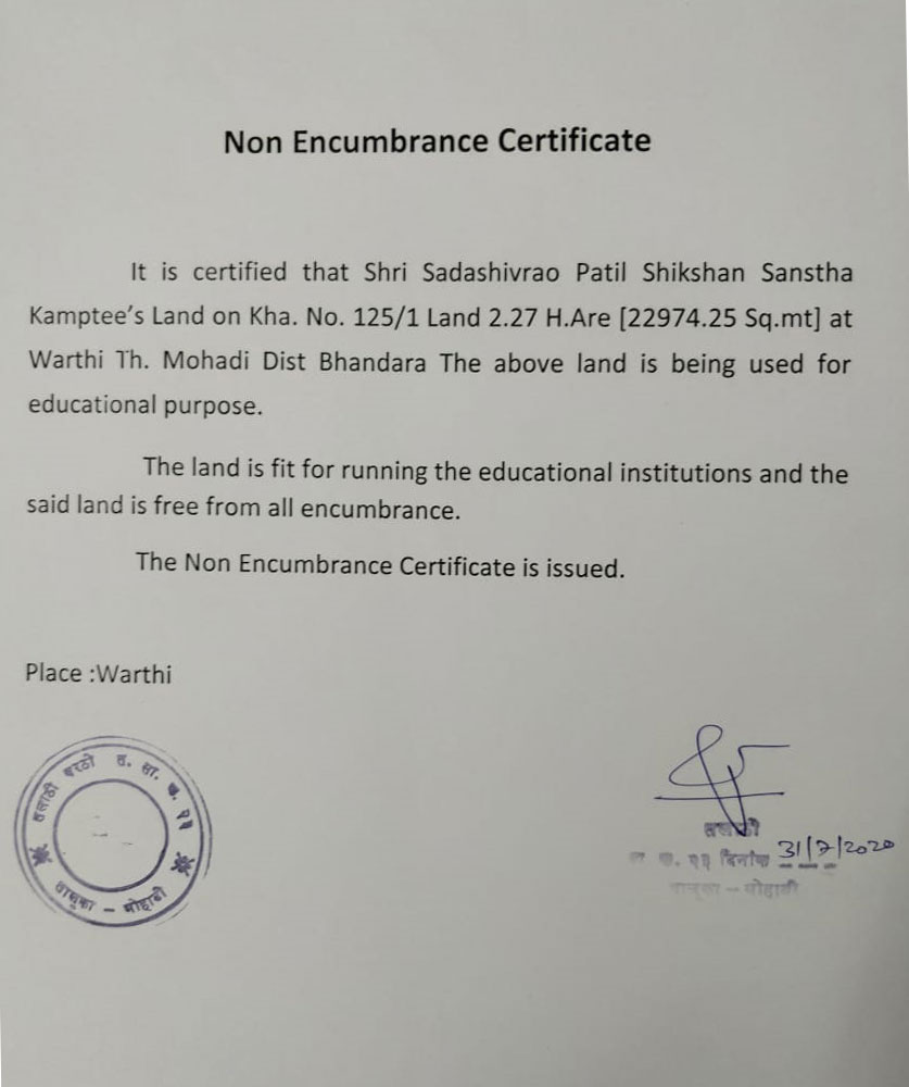Non Encumbrance Certificate